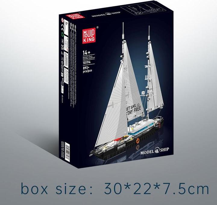 Actual product image Mould King Modernes Zweimast-Segelboot