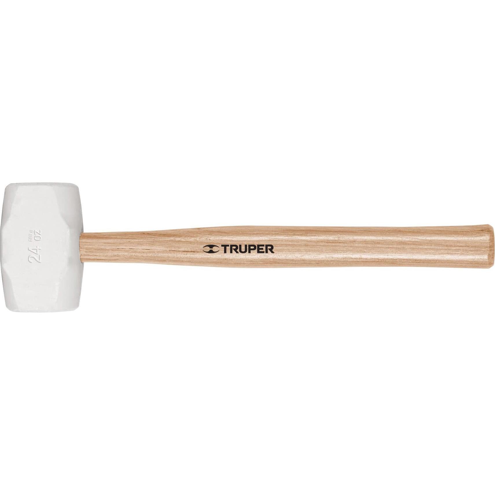 Truper, Hammer, Rubber hammer with wooden handle. Head 680g, 63mm impact plane 16932 (10886 g)