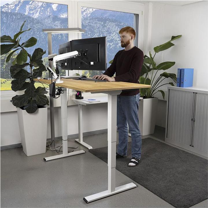 Image du produit Contini höhenverstellbarer Bürotisch 1.4x0.8m Eiche / Gestell ET225E weiss