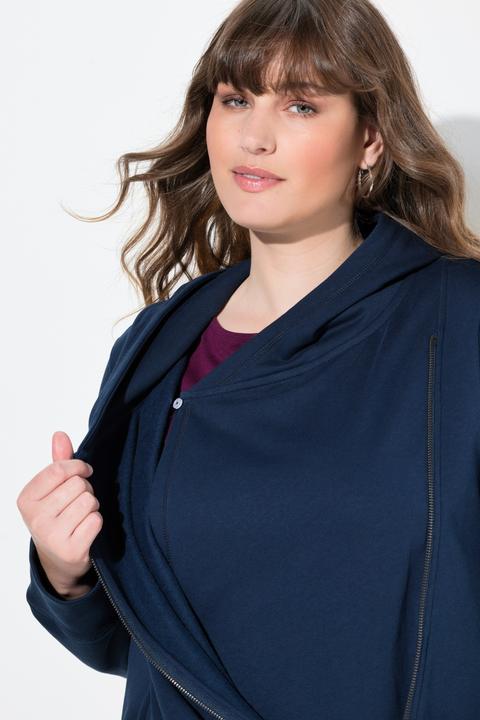Produktbild Ulla Popken Sweatjacke, asymmetrisch, Kapuze (60)