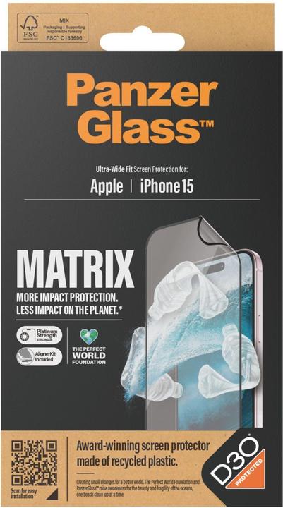 Actual product image PanzerGlass MATRIX Screen Protector with D3O (1 Piece, Apple iPhone 15)