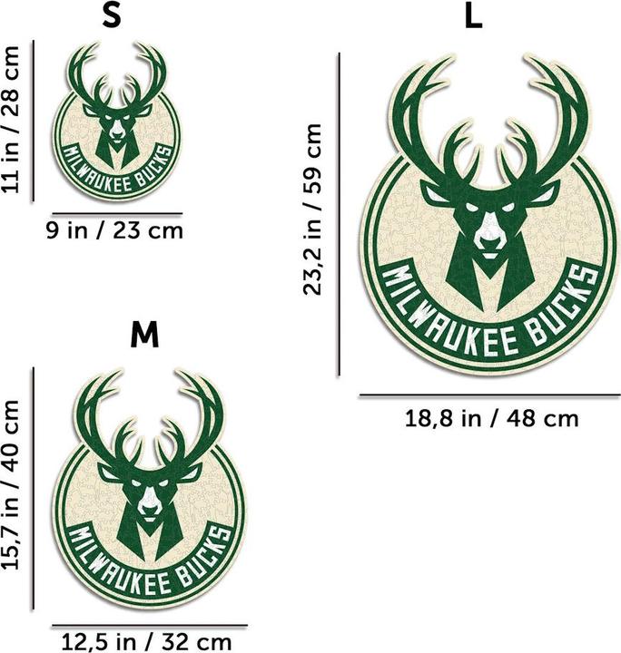 Produktbild Iconic NBA - Milwaukee Bucks - Logo - Holz Puzzle Grösse L (500 Teile) (500 Teile)