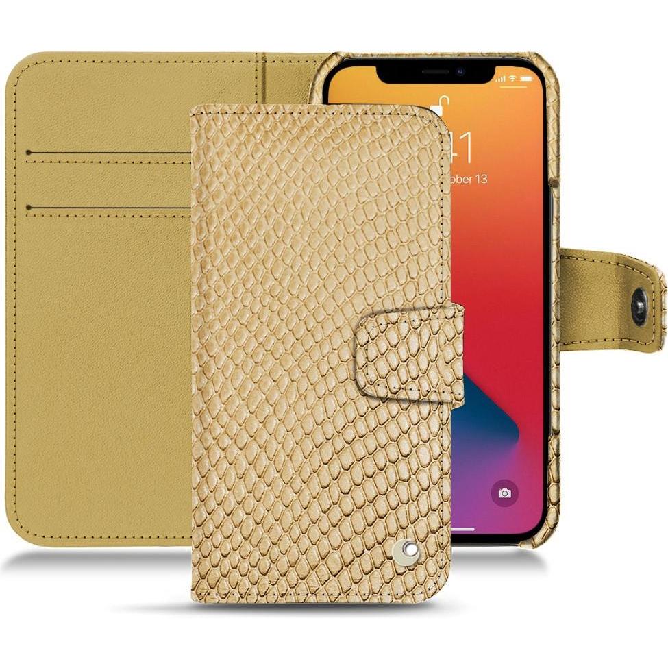 Noreve Lederschutzhülle Wallet (Apple iPhone 13 Pro), Smartphone Hülle, Beige