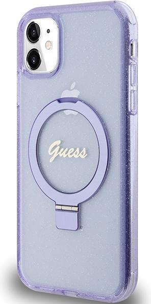 Produktbild Guess GUHMN61HRSGSU iPhone 11 / Xr 6.1" fioletowy/purple hardcase Ring Stand Script Glitter MagSafe (Apple iPhone 11, Apple iPhone XR)
