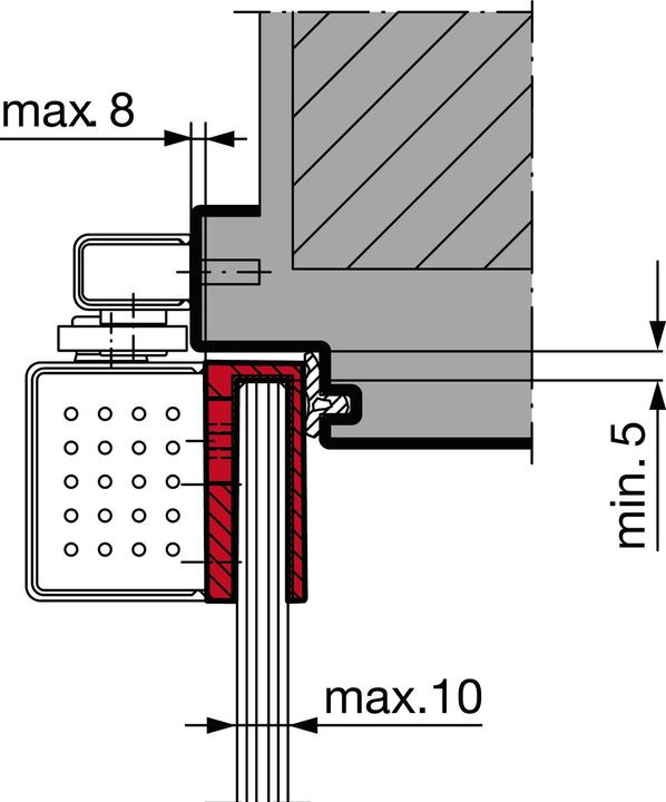 Actual product image Dormakaba Glass door shoe TS 97 silver-coloured f.VSG made of ESG (Glass door, Indoor)
