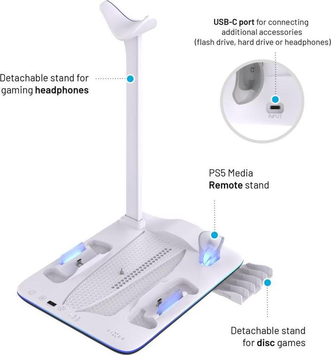 Actual product image Fixed multifunction station for PlayStation 5 (Slim) with fans and charging for two DualSense Co (Playstation Classic)