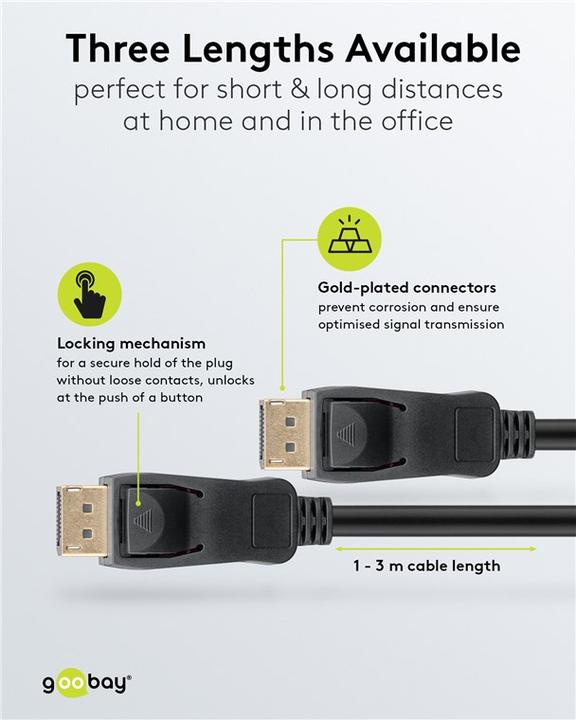 Produktbild Goobay DisplayPort-Verbindungskabel 1.4 (2 m, DisplayPort, 1.4)