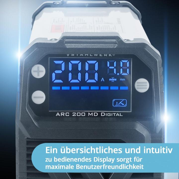 Produktbild Stahlwerk Schweissgerät ARC 200 MD Digital - DC MMA Lift-TIG Inverter 200 Ampere