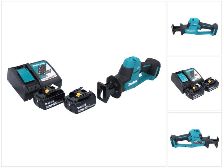 6-11Z (B-05044), 1x Recipro blade HCS 203, 7-18Z (B-05038), 1x Recipro blade BIM 152, 1x Makita DJR 189 cordless Recipro saw, 1x Recipro blade BIM 152, 6-10Z, 2x Makita BL 1860 B 18 V 6.0 Ah battery (197422-4), 1x Makita DC 18 RC battery fast charger (195584-2)
