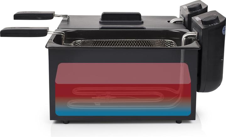 Image du produit Princess 183028 Double Black Fryer, Deep fryer, 6 L, 1.8 kg, 190 °C, Double, Black