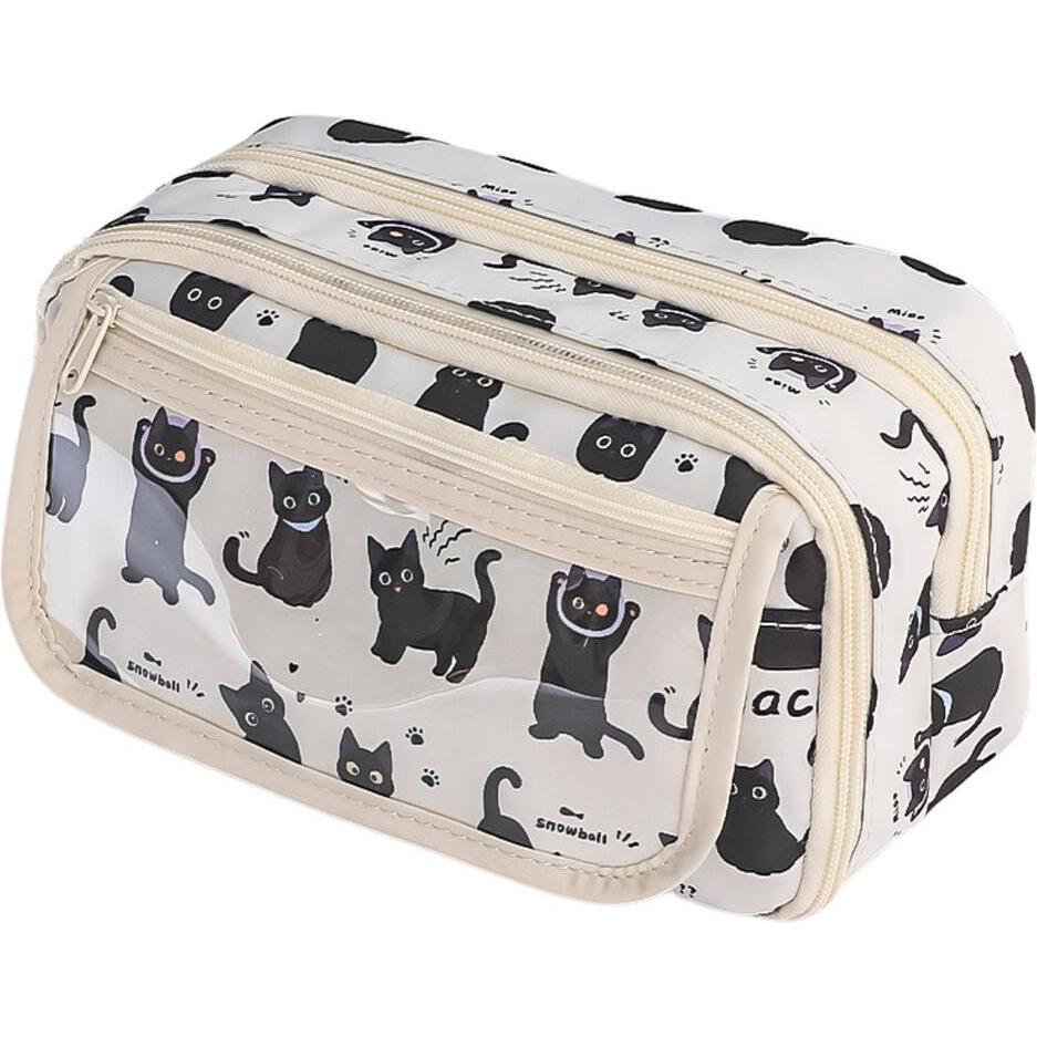 [n]fibrecare, Astuccio, Federmäppchen Schulset Schwarze Katzen Weiss 21cm