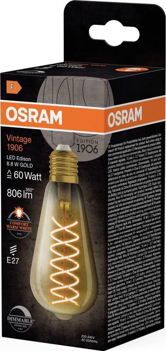 Actual product image Osram Vintage 1906 LED CLASSIC EDISON DIM (E27, 806 lm, 4 x)