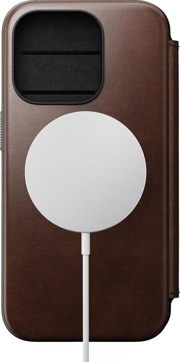 Actual product image Nomad Modern Horween Leather Folio iPhone 15 Pro Rust Brown (Apple iPhone 15 Pro)