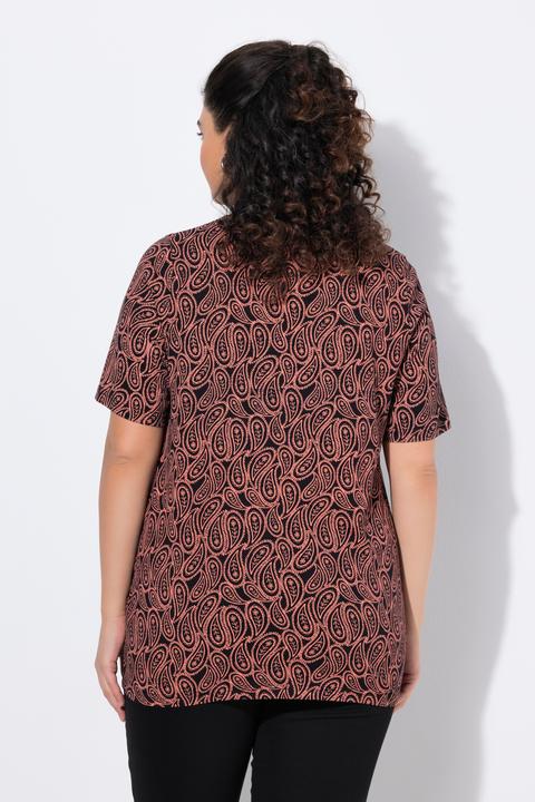 Actual product image Ulla Popken Paisley Short Sleeve V-Neck Tee (46, 48)