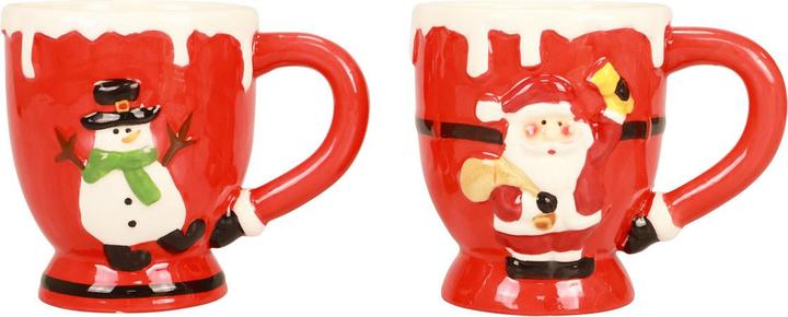 Viana Weihnachtstassen tassen mit Weihnachtsmann und Schneemann Motiv, 2er Set (2 x)