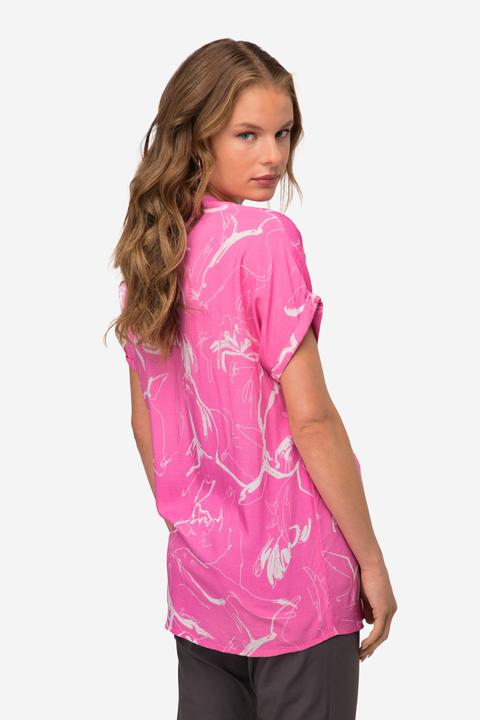 Produktbild Laurasøn Bluse, oversized, Robben Print, Stehkragen, Halbarm (M)