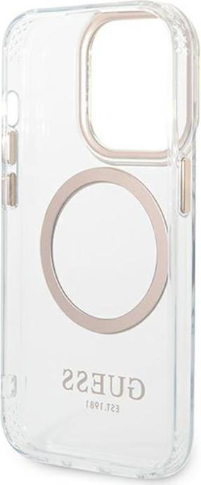 Actual product image Guess GUHMP14XHTRMD iPhone 14 Pro Max 6.7" złoty/gold hard case Metal Outline Magsafe (Apple iPhone 14 Pro Max)