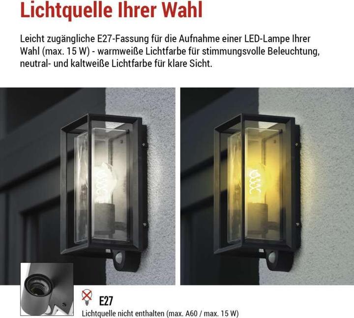 Image du produit Emos LED GARDEN LIGHT,E27,IP44,MAX 15W,WALL MOUNTED (E27, IP44)