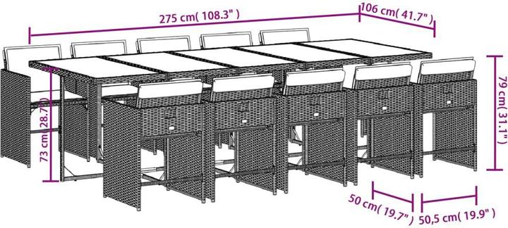 Actual product image vidaXL Garten Essgruppe (275 x 106 x 73 cm)