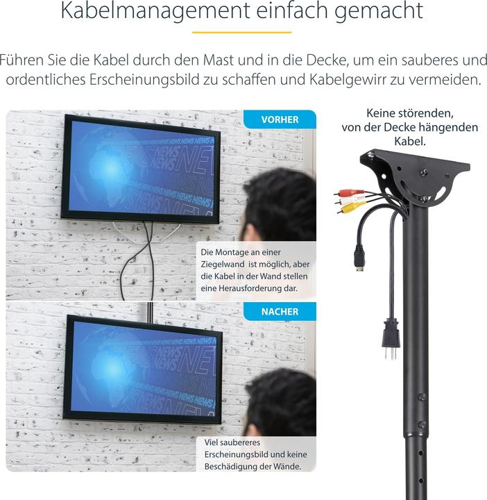 Image du produit StarTech Téléviseur à écran Plat Pour Montage Au Plafond (Plafond, 75", 50 kg)