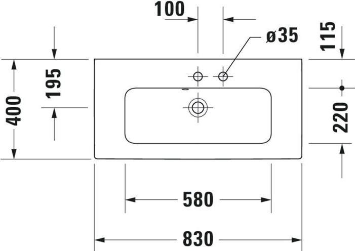 Actual product image Duravit Furniture WC ME by Starck compact m ÜL m HLB 830x400mm without tap hole white (400 mm, 830 mm)