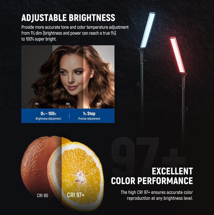 Actual product image Neewer Lamp BH30S RGB LED Stick 2500K-10000K