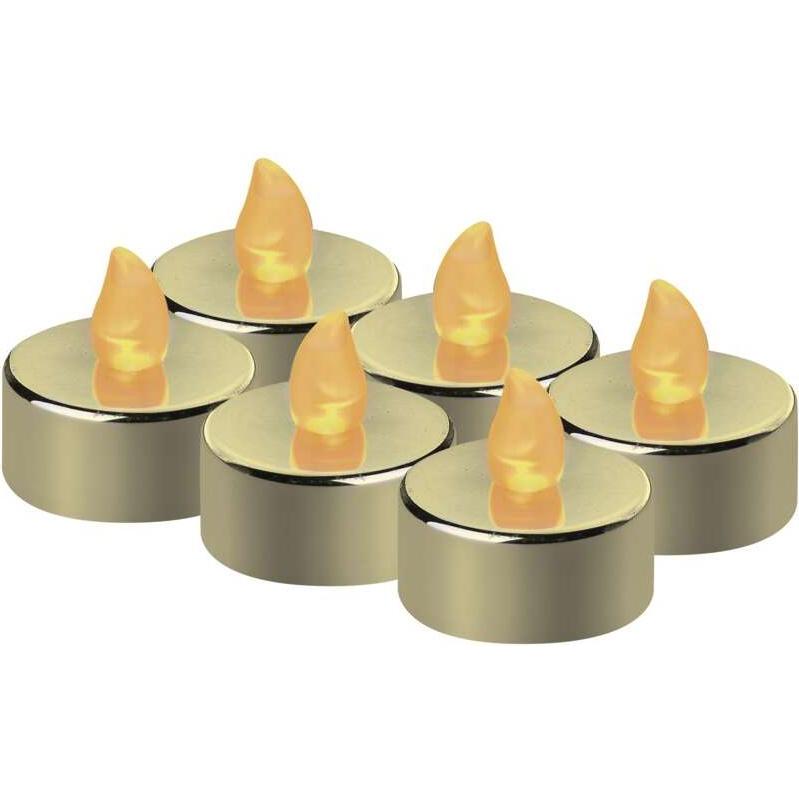 Thumbnail - Emos, LED Kerzen, LED Dekoration – 6x Teelicht gold, 6x CR2032, Innen, Vintage (6 x)