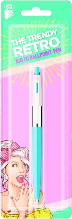 Ico Retro 70'C Druckkugelschreiber, Pastell, Blister, Schreibfarbe: blau, farbig sortiert (1x)