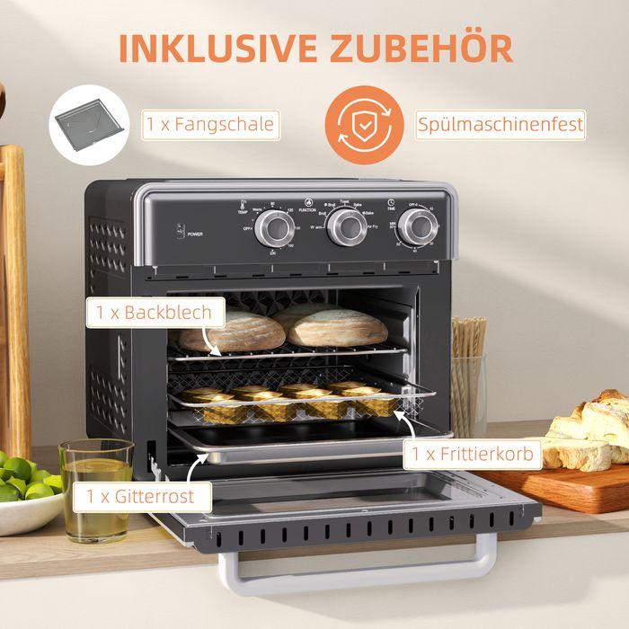 Immagine prodotto Swisshandel24 Minibackofen mit Umluft 20L Mini Ofen mit Backblech, Grillrost und Krümelblech, 90-230°C
