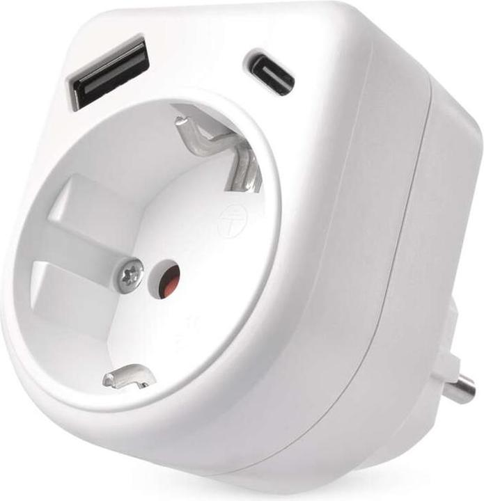 Emos ADAPTOR 1×,1×USB-A+1×USB-C SCHUKO (CEE 7/3, 1x)
