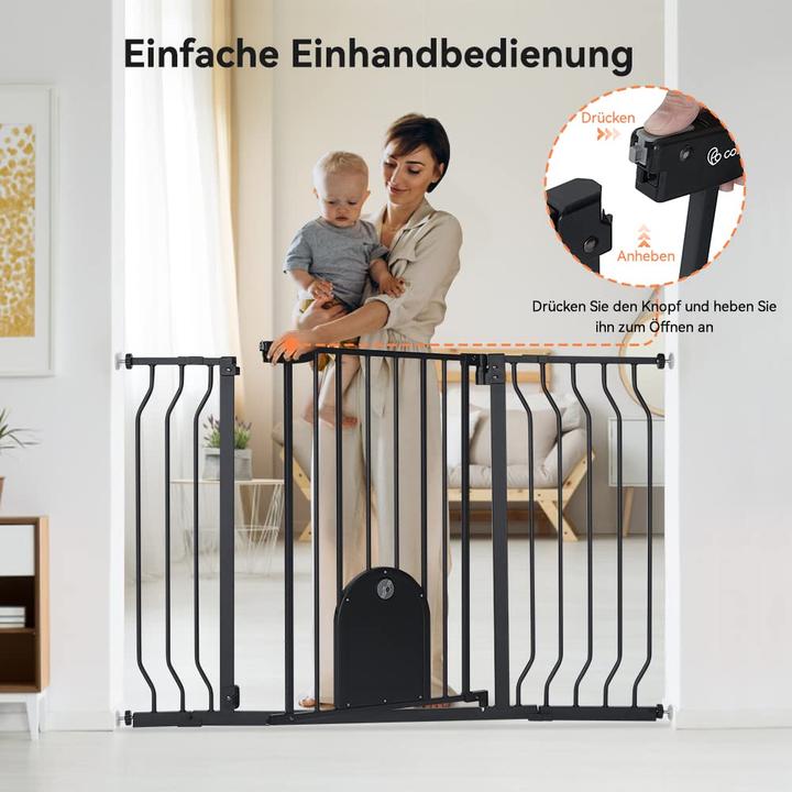 Produktbild Comomy Türschutzgitter mit Katzenklappe (75 - 123 cm)