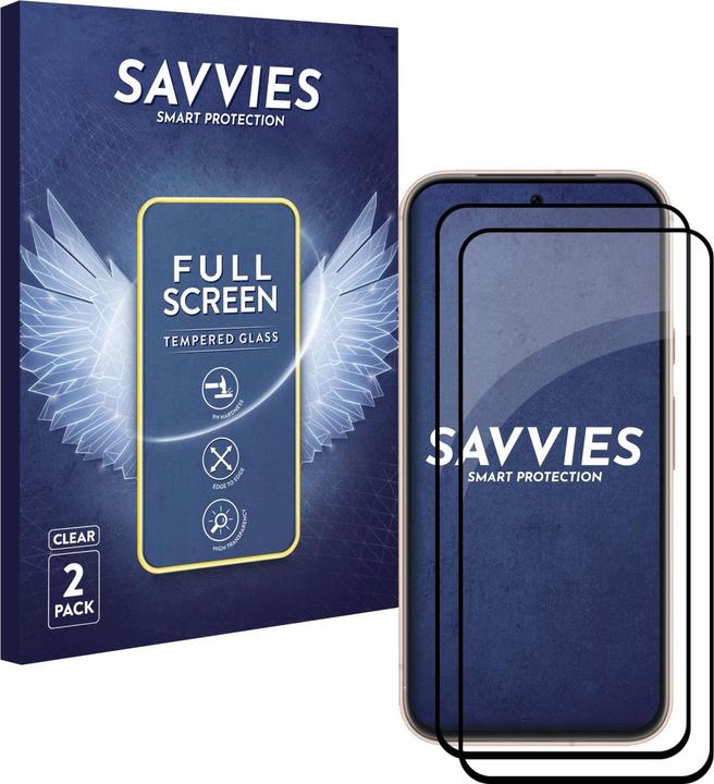 Produktbild Savvies Full-Screen Displayschutz Panzerglas Schutzglas (2 Stück, Google Pixel 8a)