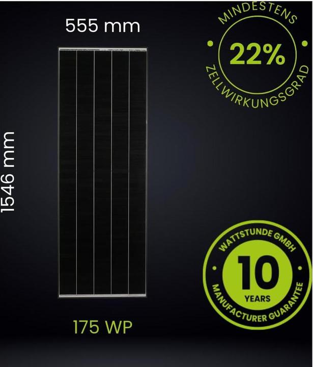 Produktbild Wattstunde Solarpanel SOLA Frame Black 175 Wp (175 W, 9.16 kg)