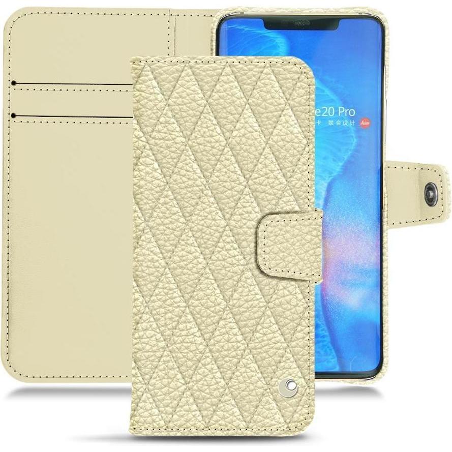 Noreve Lederschutzhülle Wallet (Huawei Mate 20 Pro), Smartphone Hülle, Weiss