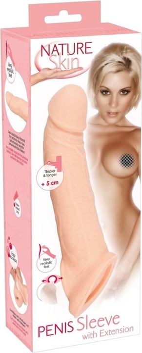 Actual product image Nature Skin Penis Sleeve with Extension