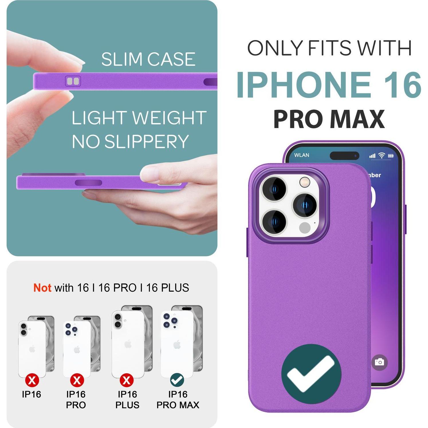 Thumbnail - Nalia Matt Silikon Hülle (Apple iPhone 16 Pro Max), Smartphone Hülle, Violett