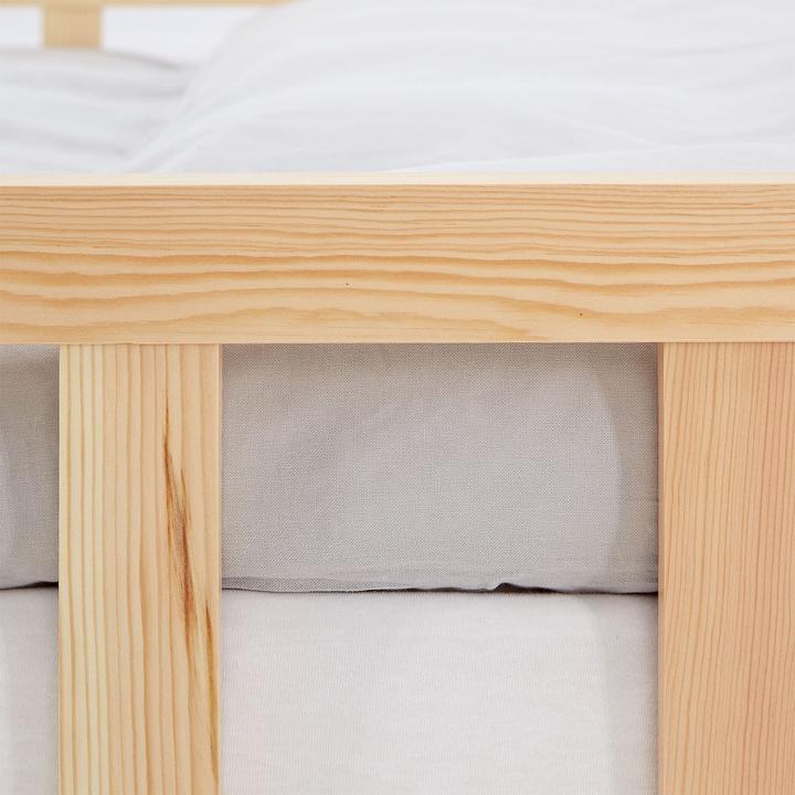 Produktbild Homestyle4u Kinderbett mit Matratze Lattenrost & Rausfallschutz (120 x 200 cm)