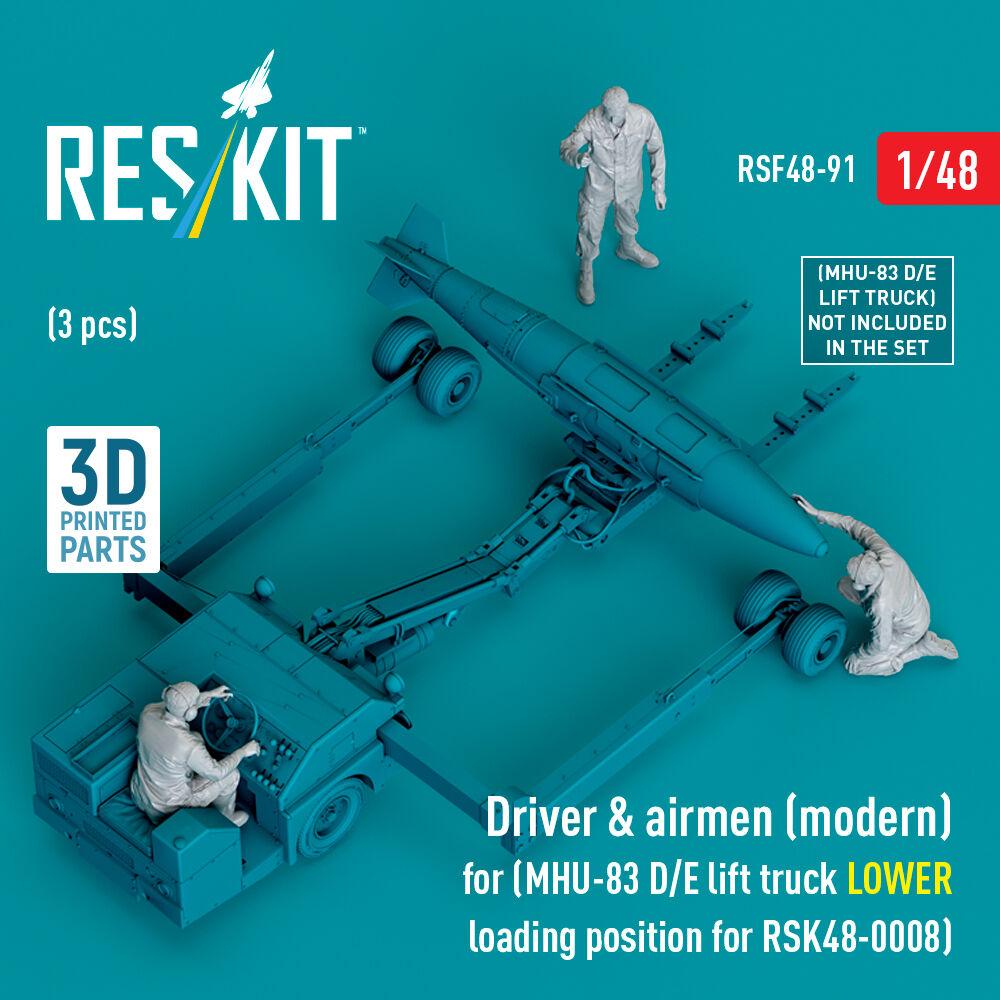 ResKit Driver & airmen (modern) (3 pcs) (MHU-83 D/E lift truck LOWER loading position for RSK48-0008) (3D P