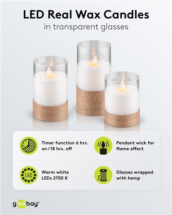 Productafbeelding Goobay LED kaarsen van echte was (3 x)