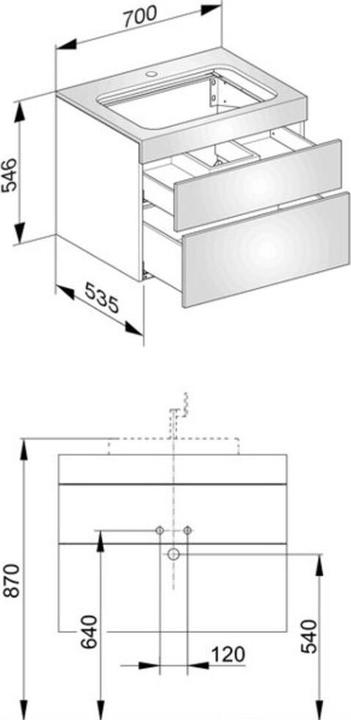 Image du produit Keuco Meuble sous-vasque EDITION 400 700x546x535mm m HL-Boh chêne ant (70 x 53.5 x 54.5 cm)