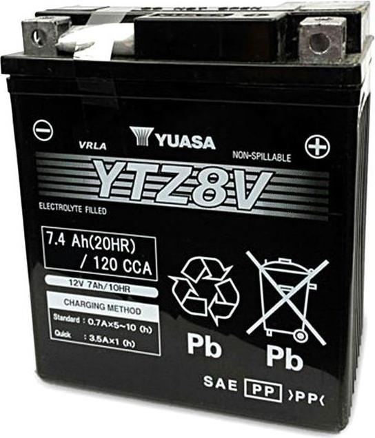 Actual product image Yuasa AGM motorbike battery 12V 7.4Ah 120A (12 V, 7.40 Ah, 120 A)