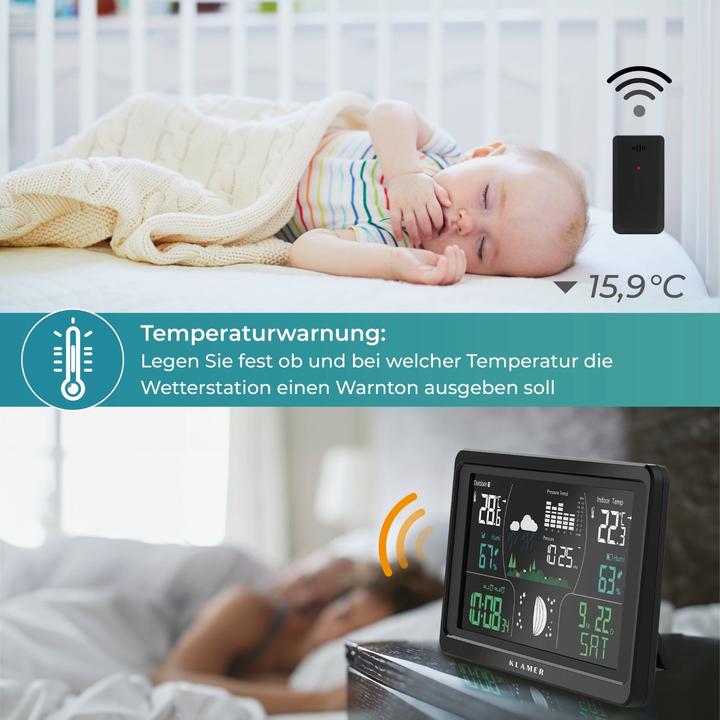 Actual product image KLAMER Funkwetterstation mit Aussensensor
