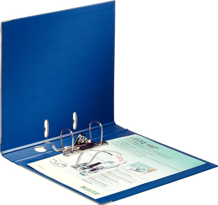 Produktbild Leitz Vollpapier-Ordner, 180 Grad, DIN A4, 50 mm, blau Einband aus Hartpappe, farbiger Vollpapierübe (A4, 50 mm, 1 Stück)
