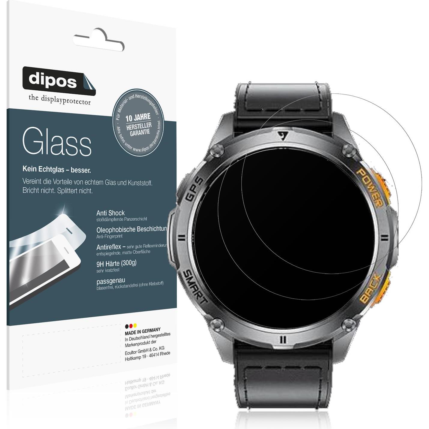 Dipos Anti-Shock Displayschutz Matt 9H, Smartwatch Schutzfolie, Transparent