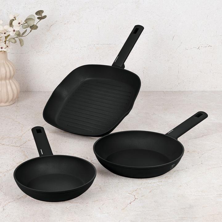 Produktbild BerlingerHaus Haus 3-teiliges Bratpfannen-Set Ø 20/24/28cm Matte Black Collection (Bratpfanne, Grillpfanne, Aluminium, 20 x 4.50 cm)