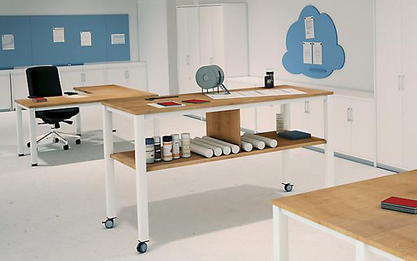 Immagine prodotto Rocada Tavolo multifunzionale E2008, con rotelle, telaio bianco, piano grigio. (160 x 100 x 80 cm)