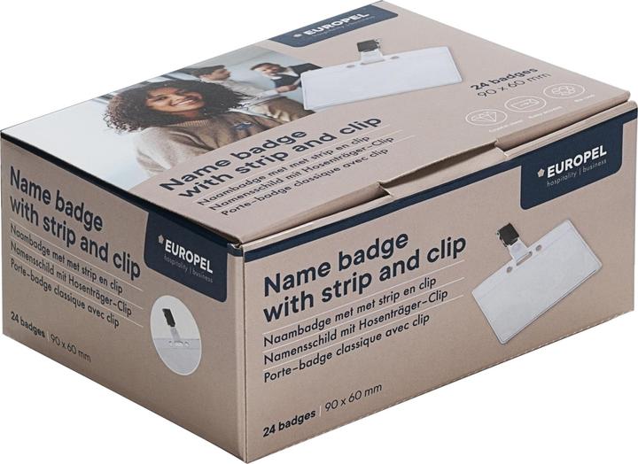 Actual product image Europel Name tag, open at the top, with clip, 60 x 90 mm