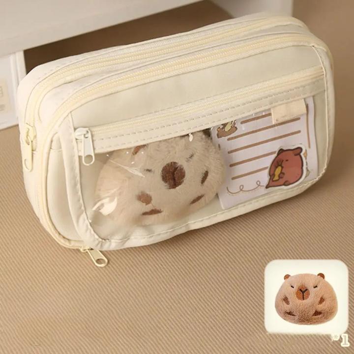 Only-Bags.Store Borsa portamatite di grande capacità con portacarte dei cartoni animati e portachiavi con clip per