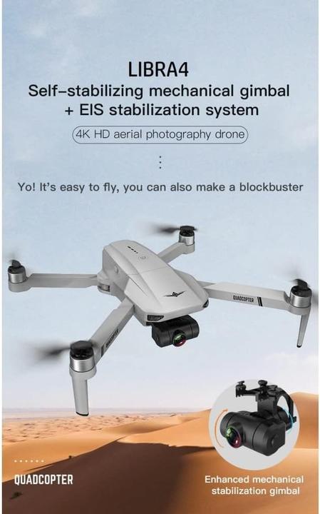 Actual product image Luxwallet Libra4 FPV Drone Quadcopter - 25.2Km/h WiFI GPS 1.2 KM 2-As Gimbal - Full HD Camera + VR Bril - Oran