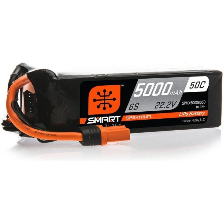Thumbnail - Spektrum 5000mAh 6S 22.2V 50C Smart LiPo Battery IC5 (22.20 V, 5000 mAh)